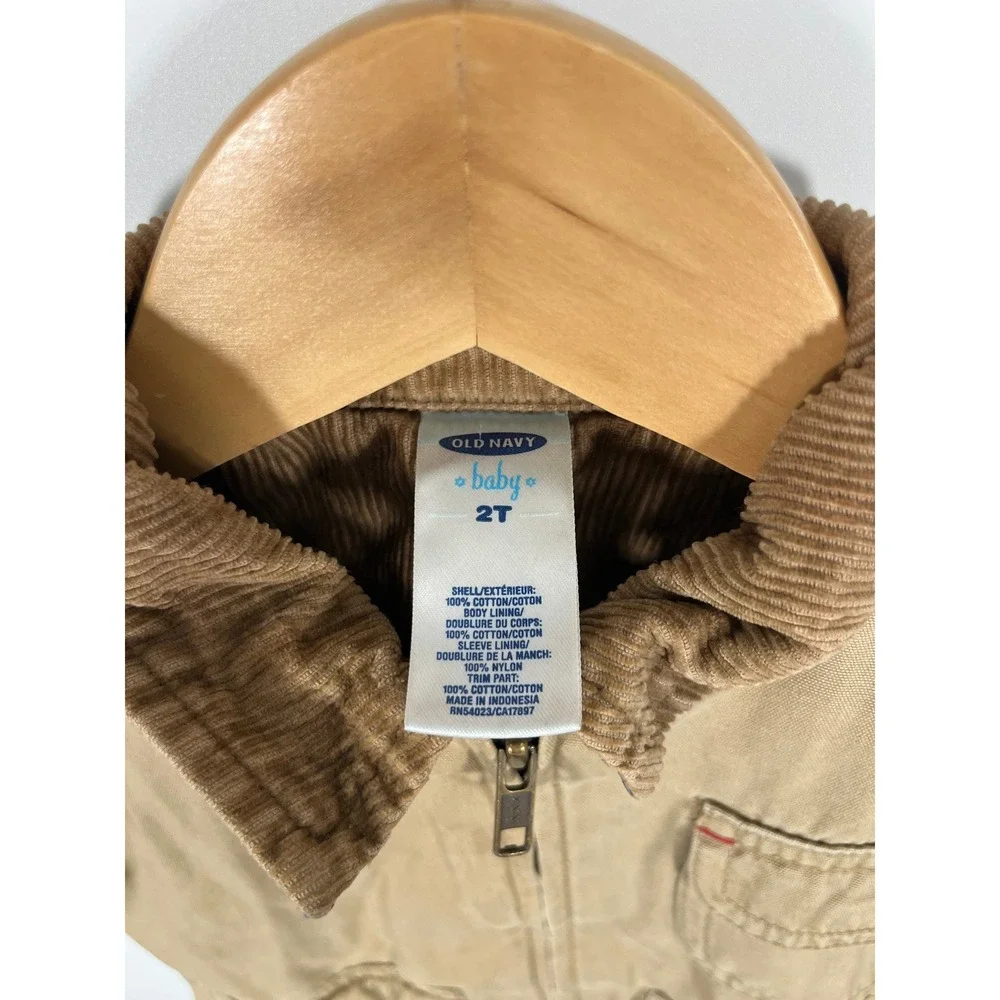 Old Navy Kids 2T Duck Canvas Barn Coat Brown Chore Outdoor Farm Corduroy Collar